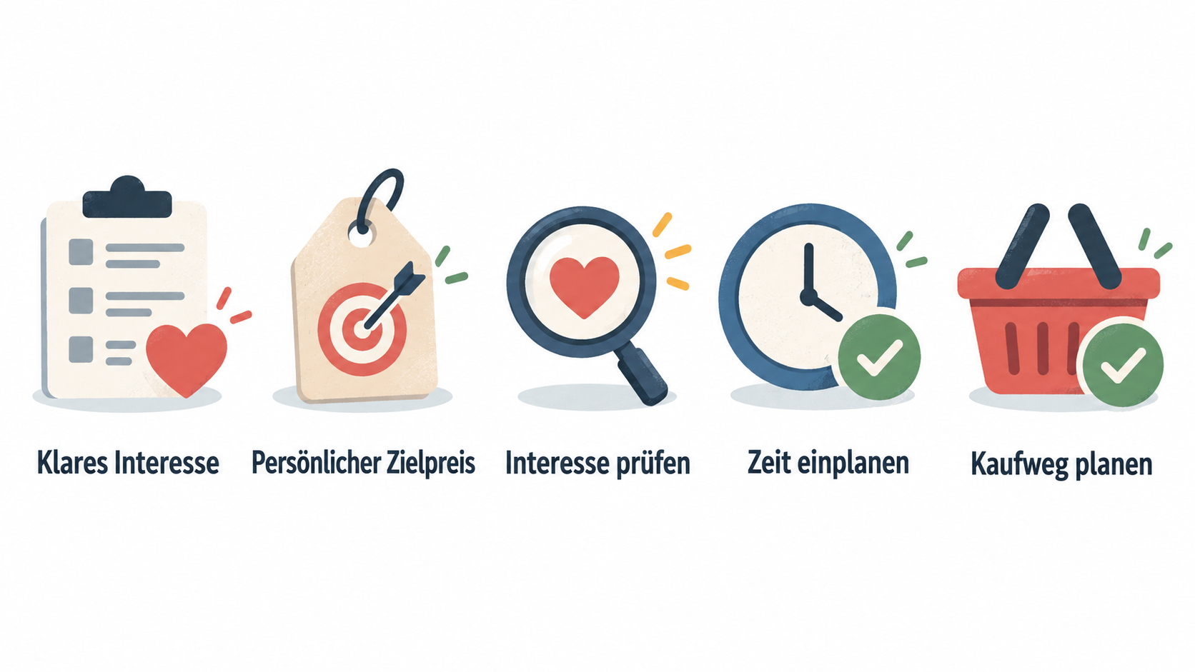 Eine nummerierte Checkliste der vier Prüfungen vor einem Sale-Kauf.
